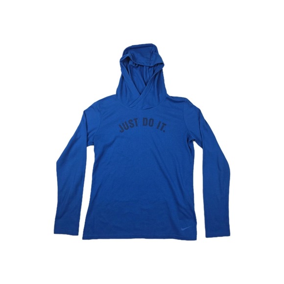 Nike Just Do it Pullover Hoodie Thermal Sweatshirt Women's Size Medium Blue - Picture 1 of 7